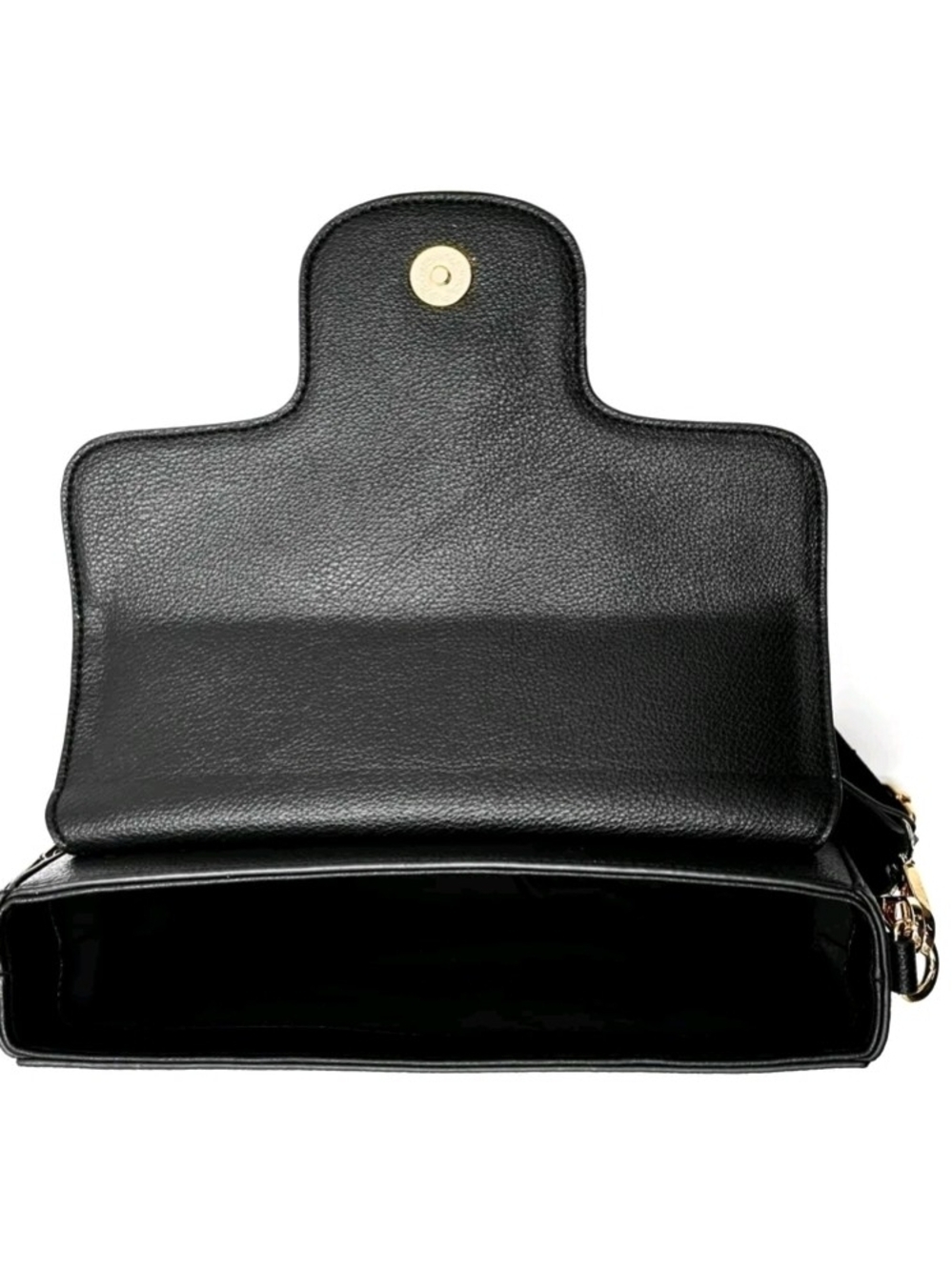 Valentino Orlandi Black Leather Satchel Crossbody with Gold V Emblem NEW - Picture 4 of 5